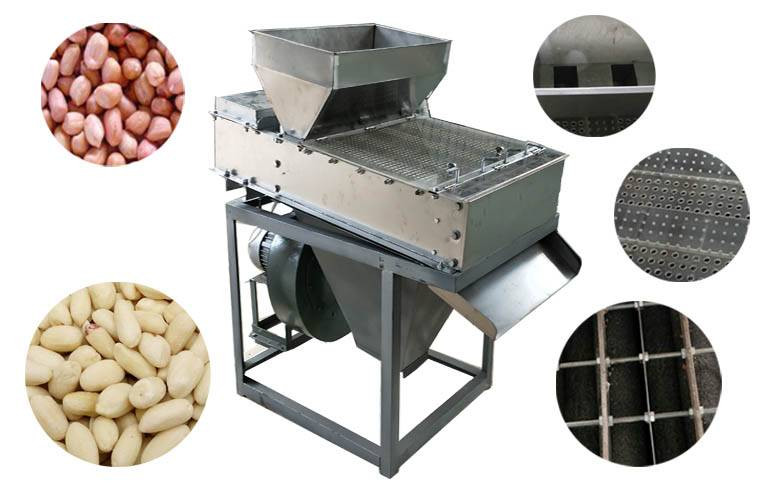 Dry peanut peeler machine of selecting with steel rollers for peanut kernel